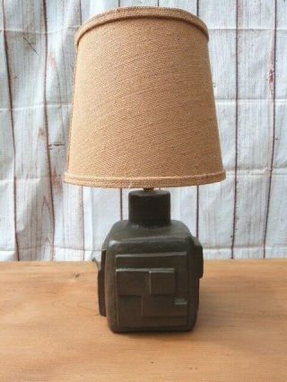 Rare Heavy Vintage Retro Modernist 1950/60s Bronzed Effect Ceramic Table Lamp.