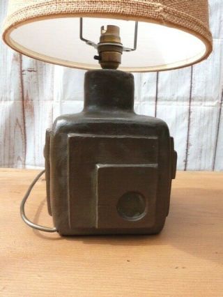 RARE HEAVY VINTAGE RETRO MODERNIST 1950/60s BRONZED EFFECT CERAMIC TABLE LAMP. 3
