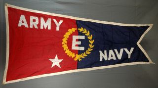Army - Navy " E " Excellence In Production Award Pennant Flag & 1 Star Ww2