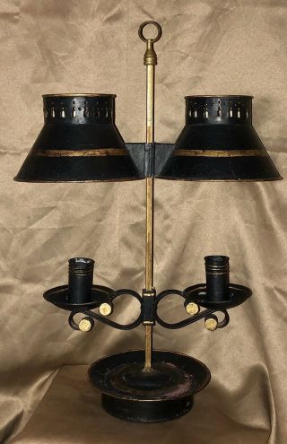 Antq 20”french Bouillotte Adjusts Double Arm Candelabra Candle Holder Lamp