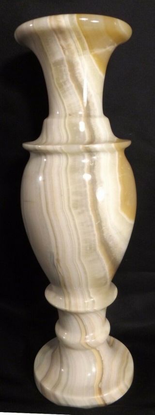 Beautifully Veined Stylized Neo - Classical Semi - Precious Alabaster Onyx 12 " Vase