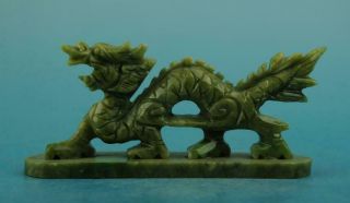 Chinese Old Natural Jade Hand - Carved Dragon Statue B02