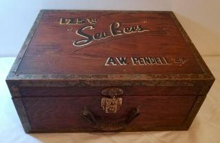 Wwii Navy Seabees Hand - Painted Wooden Travel Trunk,  Footlocker; 125th Battalion