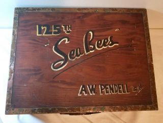 WWII Navy SeaBees hand - painted wooden travel trunk,  footlocker; 125th Battalion 2