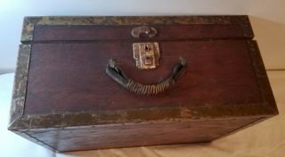 WWII Navy SeaBees hand - painted wooden travel trunk,  footlocker; 125th Battalion 7