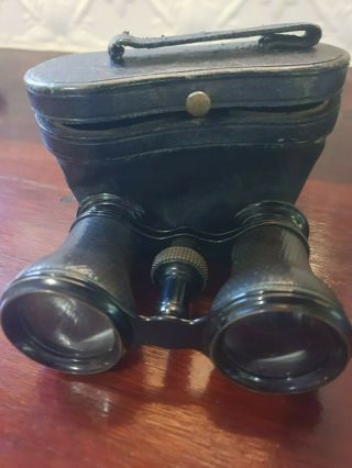 Antique Negretti Zambra London Opera Glasses In Leather Case - Binoculars