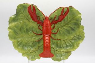 Vintage Red Lobster On Green Lettuce Porcelain Double Dish Platter 13 "