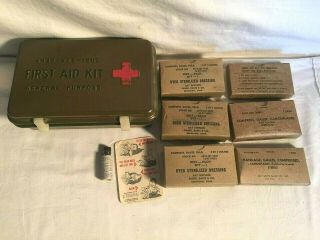 Korea ? Vietnam Era Us Army Plastic First Aid Box,  Contents 6545 922 1200
