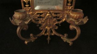 Antique 19th C French Bronze Sconce /Beveled Mirror 2 Candle Holders,  Dolphin NR 2