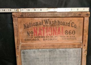 Vintage Antique National Washboard Company 860 Wood/Glass,  Top Notch Glass King 8