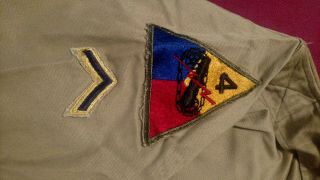 Vtg.  WW2 Button Up Long Sleeve Uniform Shirt Army Private 4th Armored Division 2