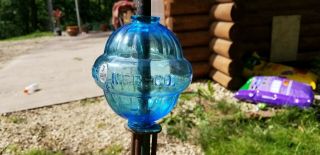 blue/indego W.  C.  Shinn Mfg Belted Lightning Rod Weathervane Ball globe 3