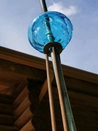 blue/indego W.  C.  Shinn Mfg Belted Lightning Rod Weathervane Ball globe 4