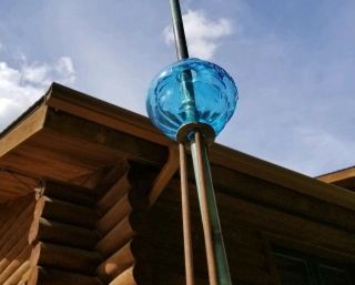 blue/indego W.  C.  Shinn Mfg Belted Lightning Rod Weathervane Ball globe 8