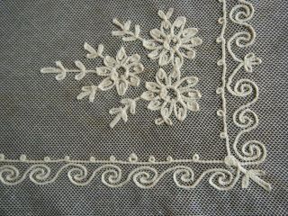 Victorian AntiqueTable Runner scarf tambour Net Lace cotton beige color France 7