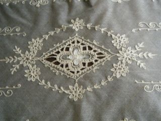 Victorian AntiqueTable Runner scarf tambour Net Lace cotton beige color France 8