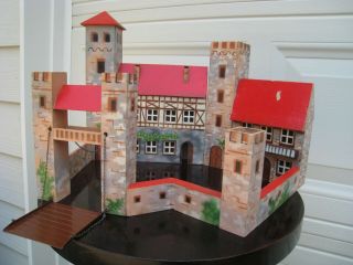 Vintage Wood Toy Castle (elastolin Hausser Or ?) Medieval O Gauge Lionel