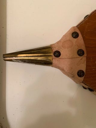 Vintage Antique Wood Leather And Brass Fireplace Bellows 3