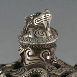 Chinese Silvering Copper Dragon Incense Burner Made During DaMing Xuande Mark 2