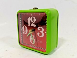 Vintage Linden Black Forest Western Germany Green And Red Wind Up Alarm Clock