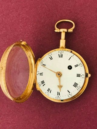 French 18k Gold Verge Fusee Pocket Watch Jober Verjus à Poitiers