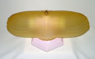 Vtg Art Deco Electric Wall Sconce /bathroom Vanity Light / Lavender /glass Shade