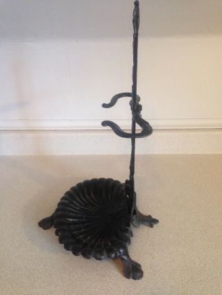 Antique / Old Vintage Cast Iron French Umbrella Stand Sea Shell W/ Lafleur Feet 5