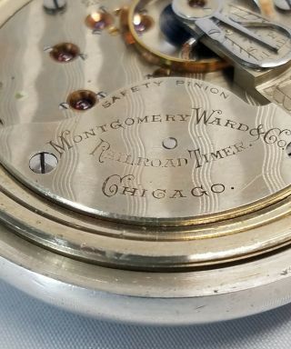1896 Illinois Montgomery Ward Private Label Sterling Railroad Pocket Watch 21J 6