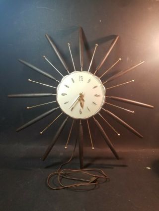 27 " Vtg Lux Atomic Starburst Sunburst Mcm Robert Shaw Electric Wall Clock