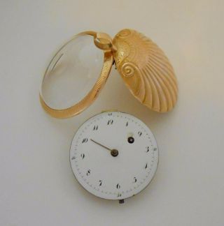 Gold 18k Clamshell Verge Fusee French Pocket Watch From 1740