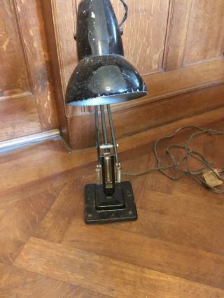 Vintage Herbert Terry square stepped base Anglepoise Lamp Black 2