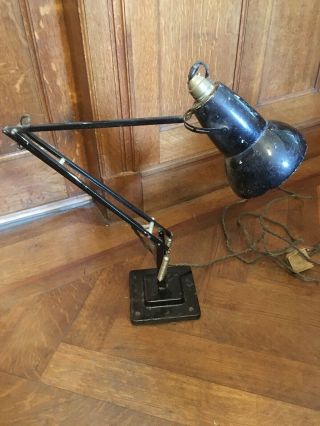 Vintage Herbert Terry square stepped base Anglepoise Lamp Black 3