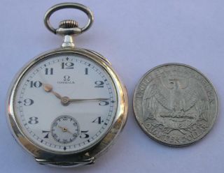 Rare Antique Omega Sterling Silver.  900 Ladies Pocket Watch Swiss Made 1914