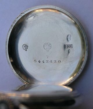 RARE ANTIQUE OMEGA STERLING SILVER.  900 LADIES POCKET WATCH SWISS MADE 1914 5