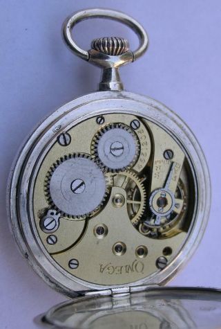 RARE ANTIQUE OMEGA STERLING SILVER.  900 LADIES POCKET WATCH SWISS MADE 1914 8