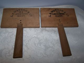Vintage Pair L.  S.  Watson & Co.  No.  4 Wool Carders / Combs - Wood - Mass.  U.  S.  A.