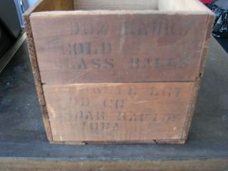 Very Old Hawkeye Wood Box Dar Rapid Iowa Lightning Rod Ball