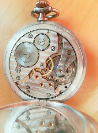 MOVADO Grand Prix Paris Solid Silver 0.  800 vintage pocket Watch.  Zenith 5