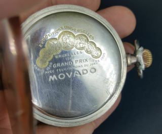 MOVADO Grand Prix Paris Solid Silver 0.  800 vintage pocket Watch.  Zenith 6