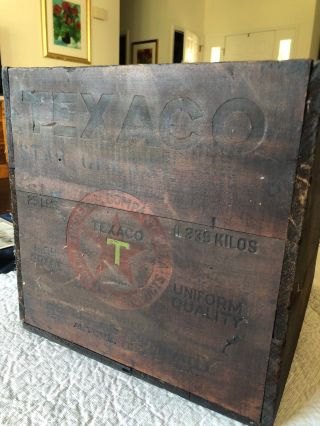 Old Antique Texaco Oil Star Grease Wooden Wood Crate Box The Texas Company 25lbs