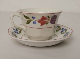 1x Adams Old Colonial Floral Pattern Large Tea Cup And Saucer