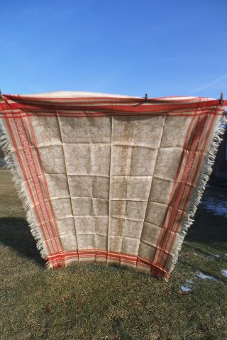 Antique Home - Spun Tan Linen Tablecloth Tone On Tone Turkey - Red Floral Border