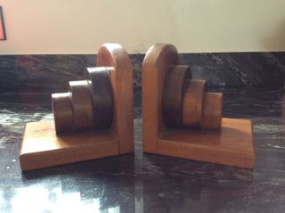 Vintage Art Deco African Hard Wood Bookends.  Heavy 700g Each.