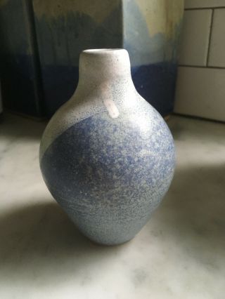 Vintage Mid Century Modern /hollywood Regency Blue Ceramic Pottery / Bud Vase