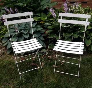 Vintage Deck Chairs Folding Wrought Iron Boat Chairs Marina Sailing Patio Yard