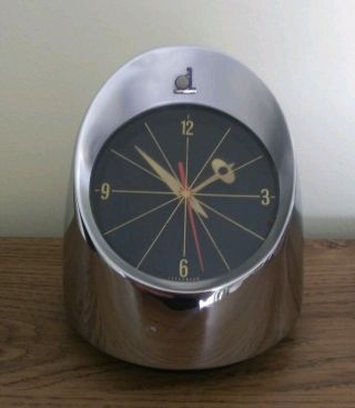 Vintage Jefferson 500 Mid Century Bullet Desk Table Clock Atomic Eames Era Usa