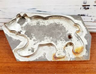 Primitive Antique Tin Flatback Vintage Bear Cookie Cutter Strap Handle Aafa