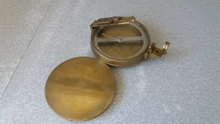 Vintage Cased Brass Compass - Military ? - 4 Inches Diameter
