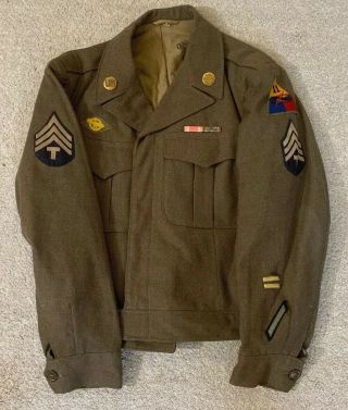 1944 Dated Ww2 Vintage 3rd Us Army 11th Armored Division Ike Jacket Uniform