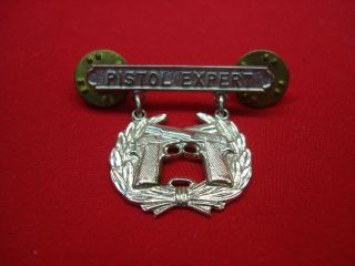 Usmc Pistol Expert Badge - Post Wwii - H&h Sterling Silver - One